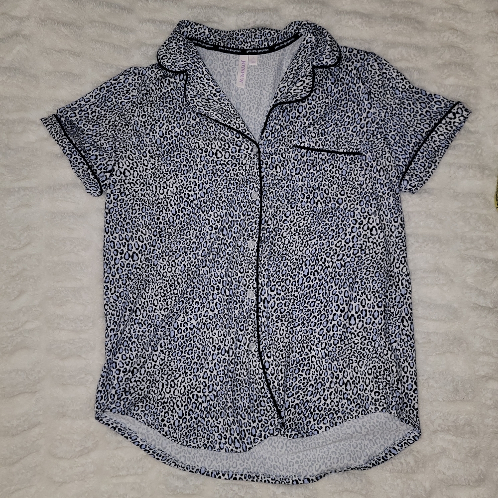 Joyspun Blue Leopard Cropped Pajama Set - Picture 2 of 9